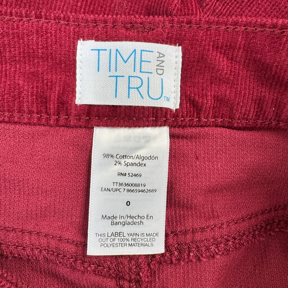 NWT Time & Tru Dark Red Cotton Corduroy Front Slit Pencil Midi Skirt S - Picture 7 of 7